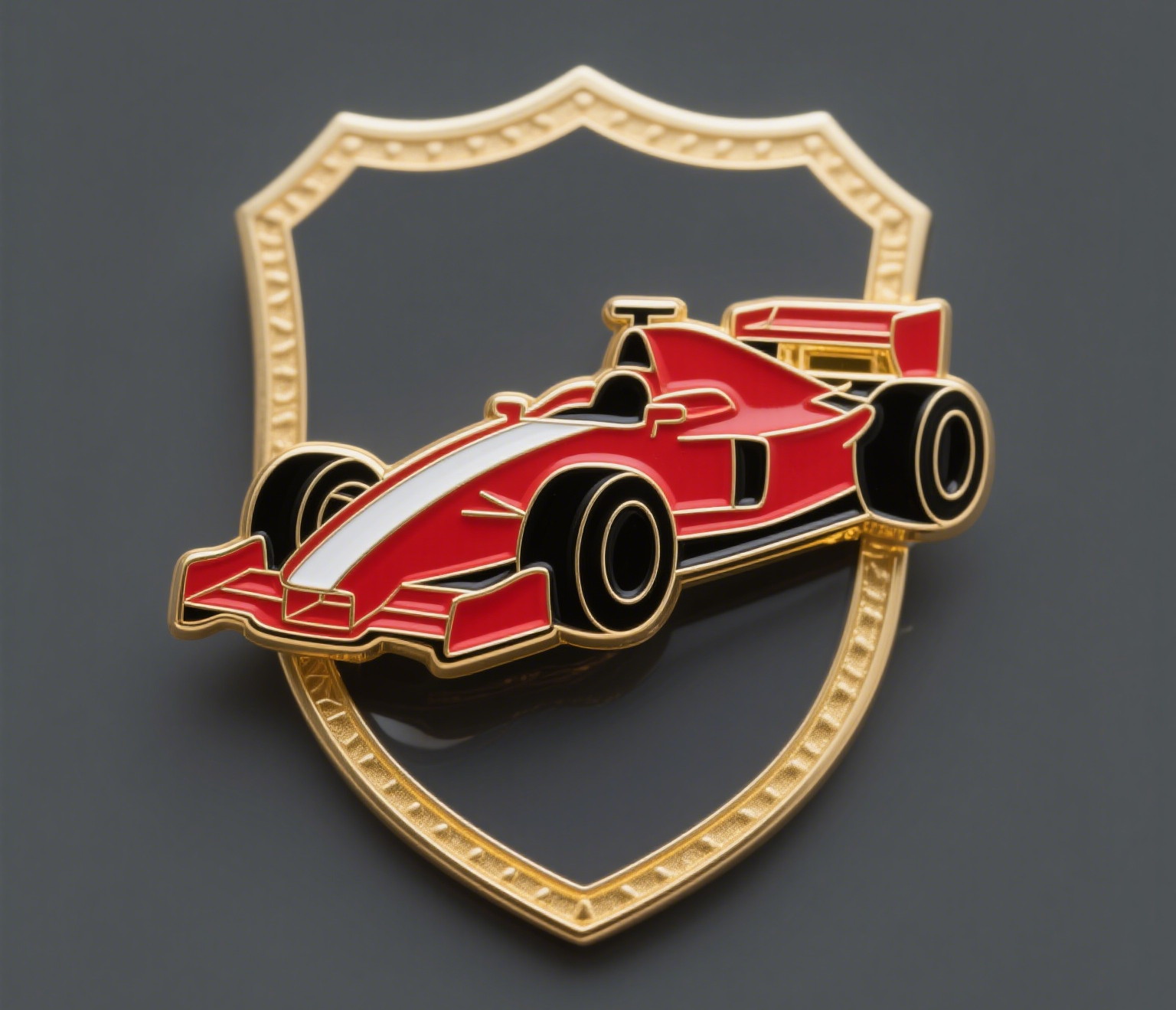 Carro de corrida no crachá de escudo